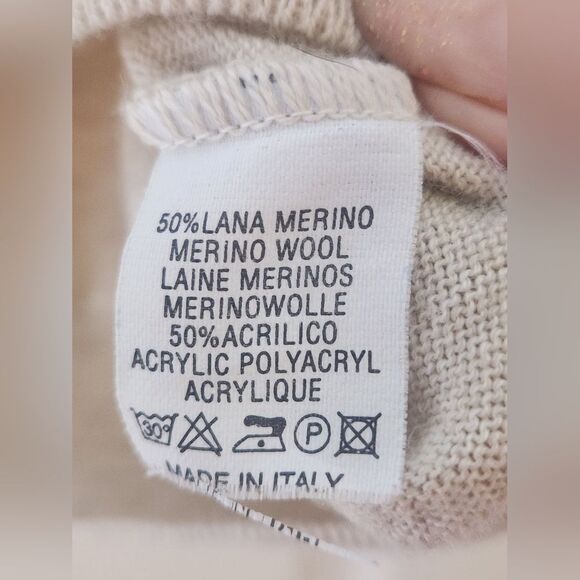 Ederman XL Cream WOOL Blend Knit Longsleeves Made In Italy Women's Sweater - Picture 4 of 6